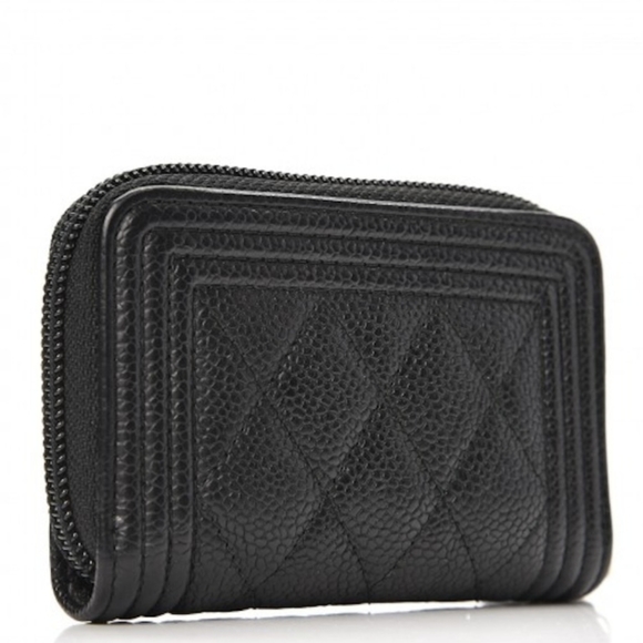 BNIB NEW! Authentic CHANEL Caviar Black Quilted Boy Zip Around Coin ZIPPY WALLET - Picture 5 of 12